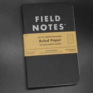Field Notes Pack of 3 Black Memo Books Pocket Size USA Made